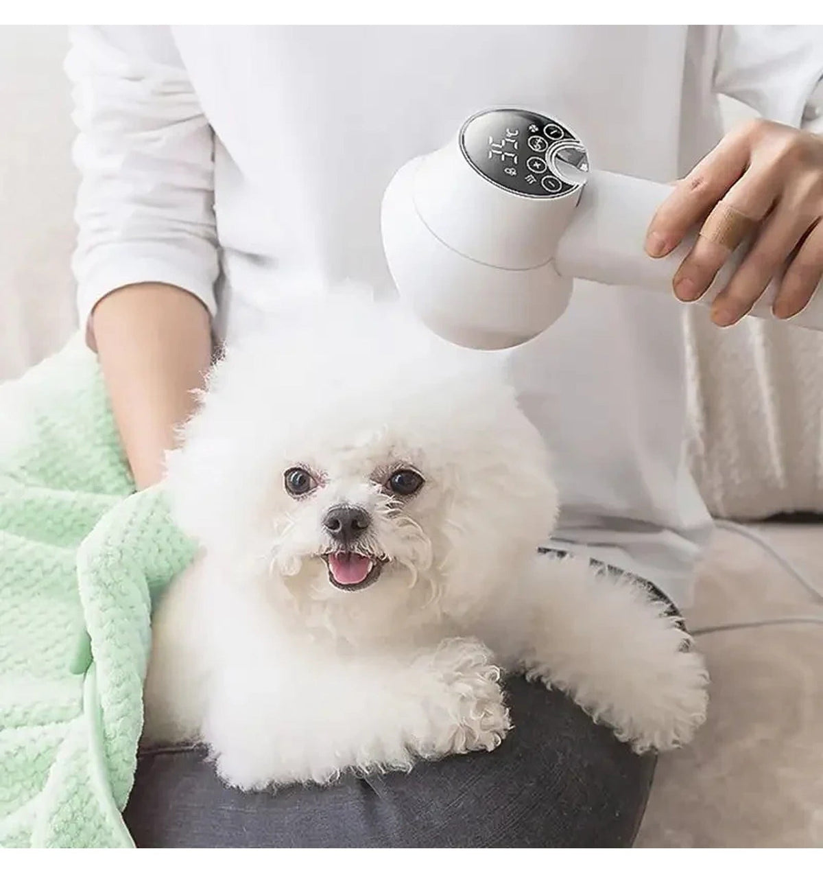 Dog Hair Dryer: Built-In Brush, LED Touch Control