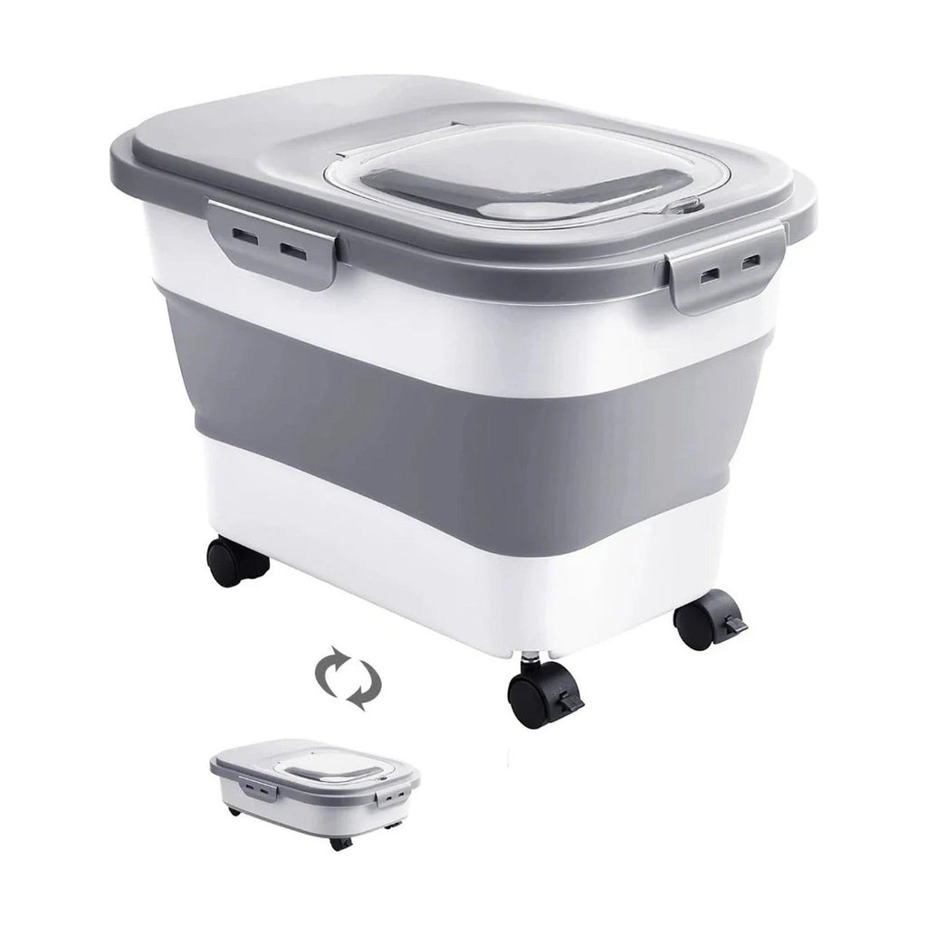 Foldable Food Storage Bin: Wheels, Sealed Lid