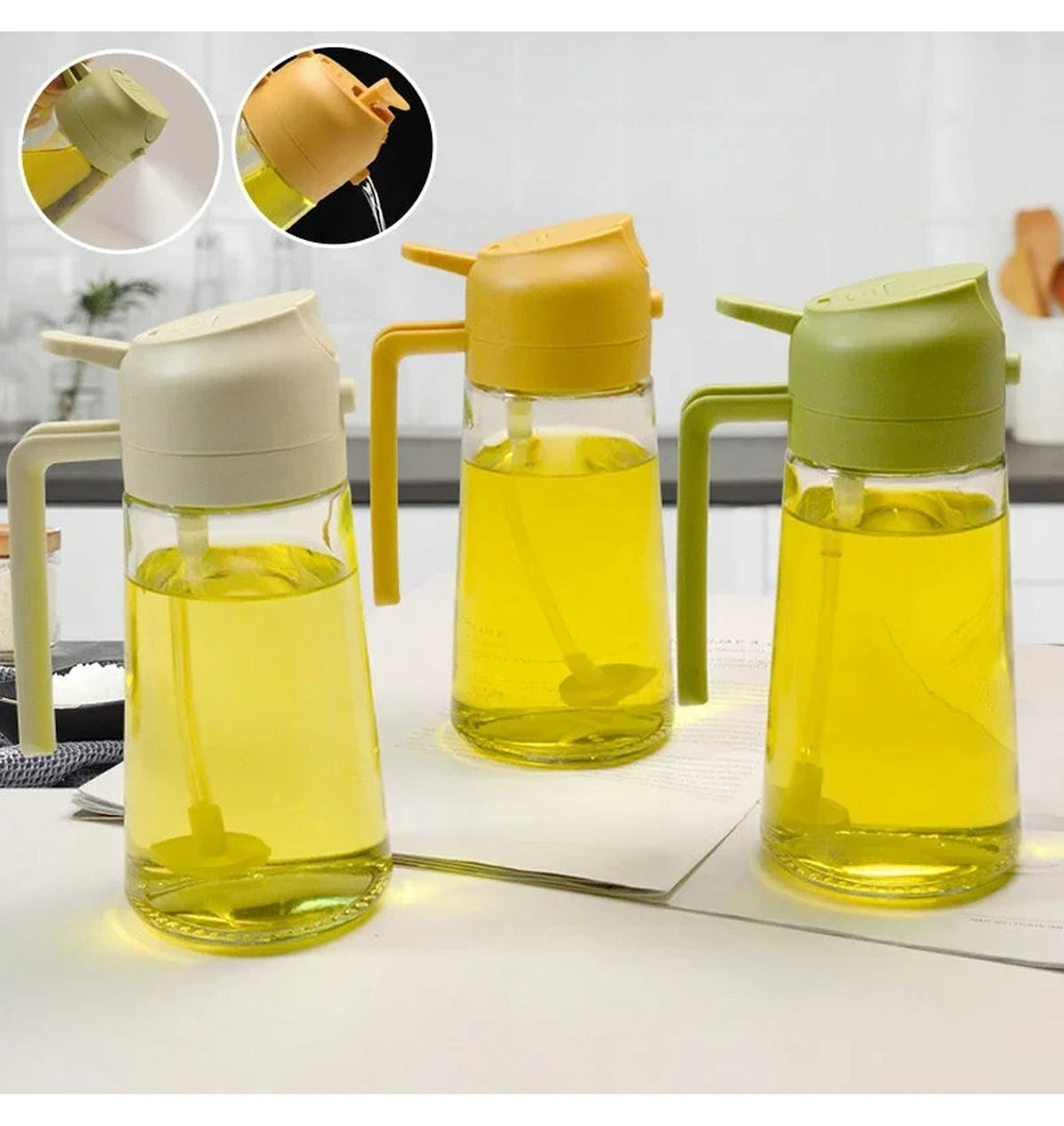 Oil Sprayer and Dispenser: Pour or Spray, Glass