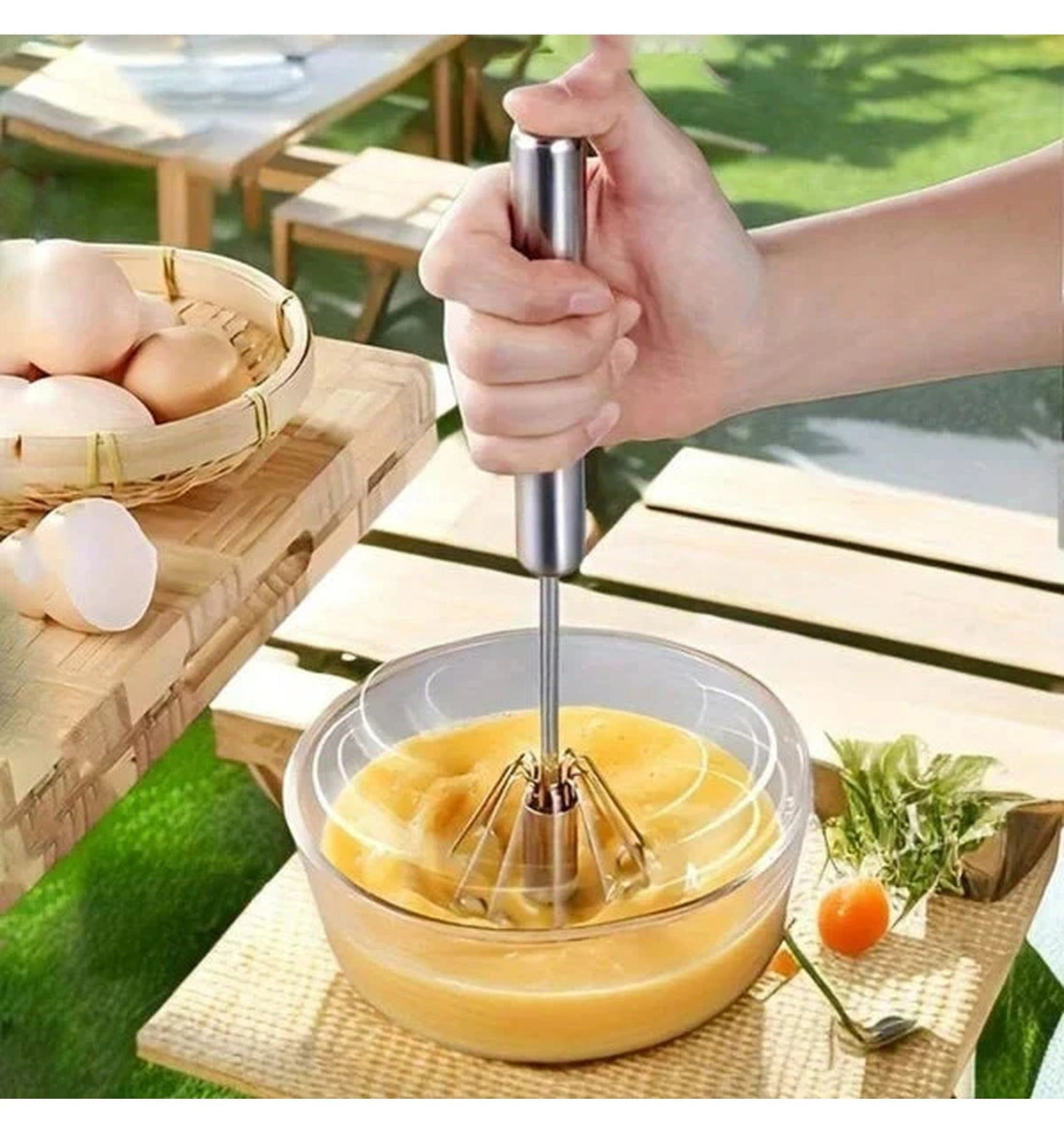 Push Whisk: One-Handed, Stainless Steel