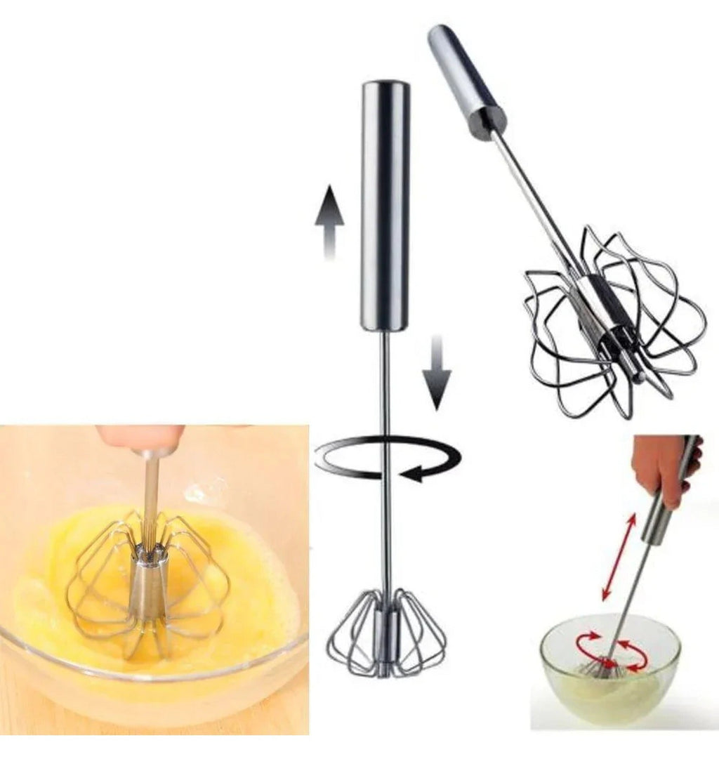Push Whisk: One-Handed, Stainless Steel