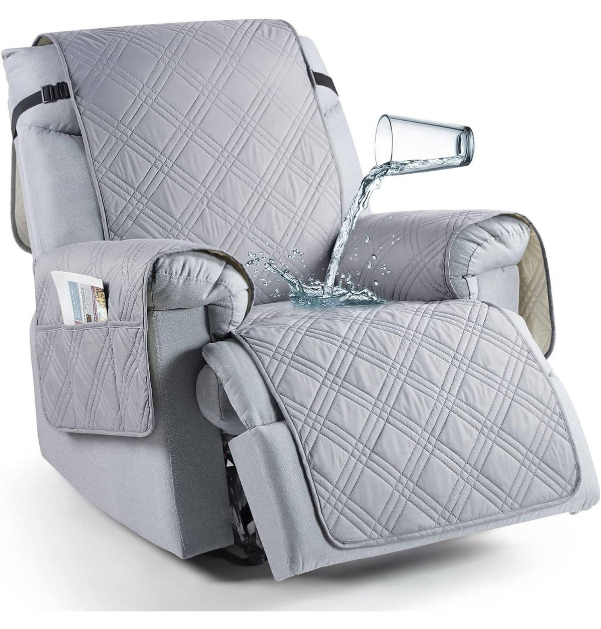 Recliner Chair Cover: Quilted Layers, Side Pockets
