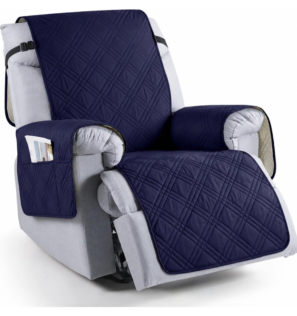 Recliner Chair Cover: Quilted Layers, Side Pockets