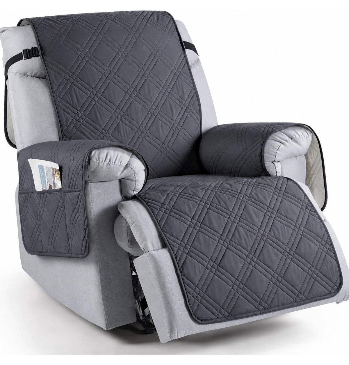 Recliner Chair Cover: Quilted Layers, Side Pockets