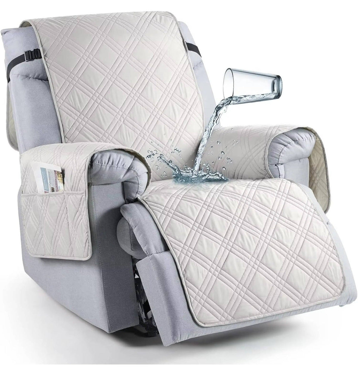 Recliner Chair Cover: Quilted Layers, Side Pockets
