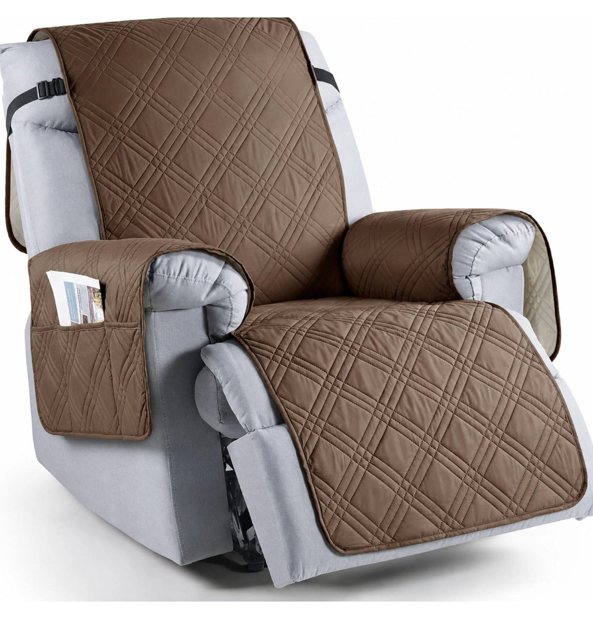 Recliner Chair Cover: Quilted Layers, Side Pockets