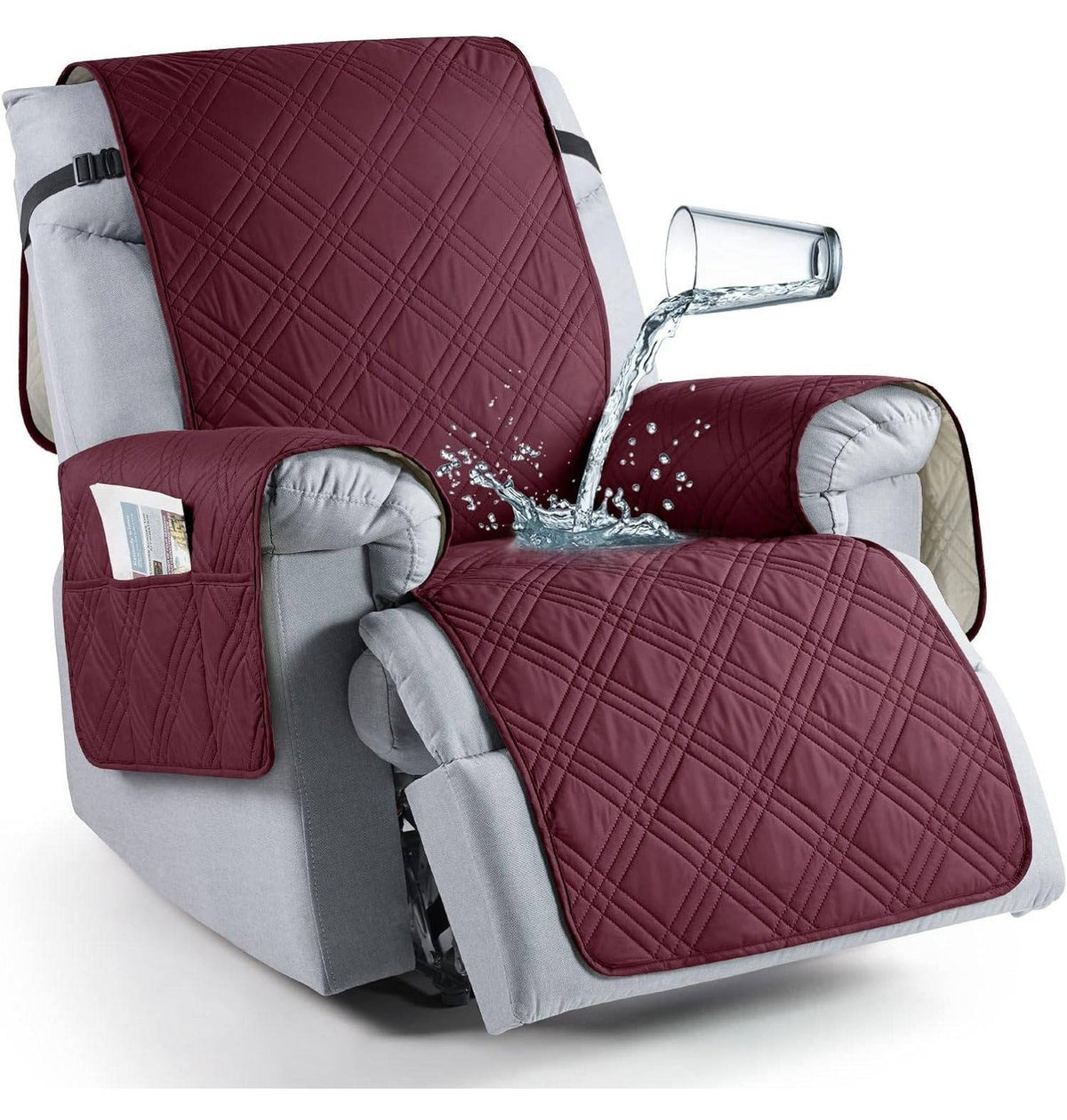 Recliner Chair Cover: Quilted Layers, Side Pockets