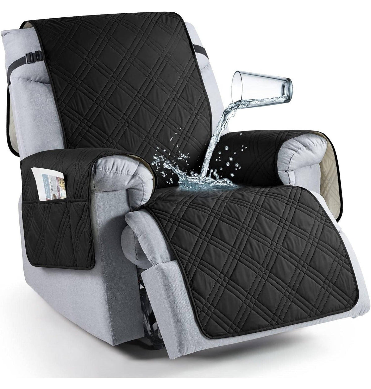 Recliner Chair Cover: Quilted Layers, Side Pockets