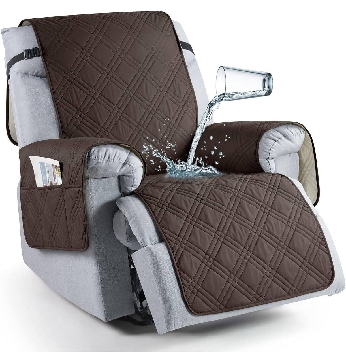 Recliner Chair Cover: Quilted Layers, Side Pockets
