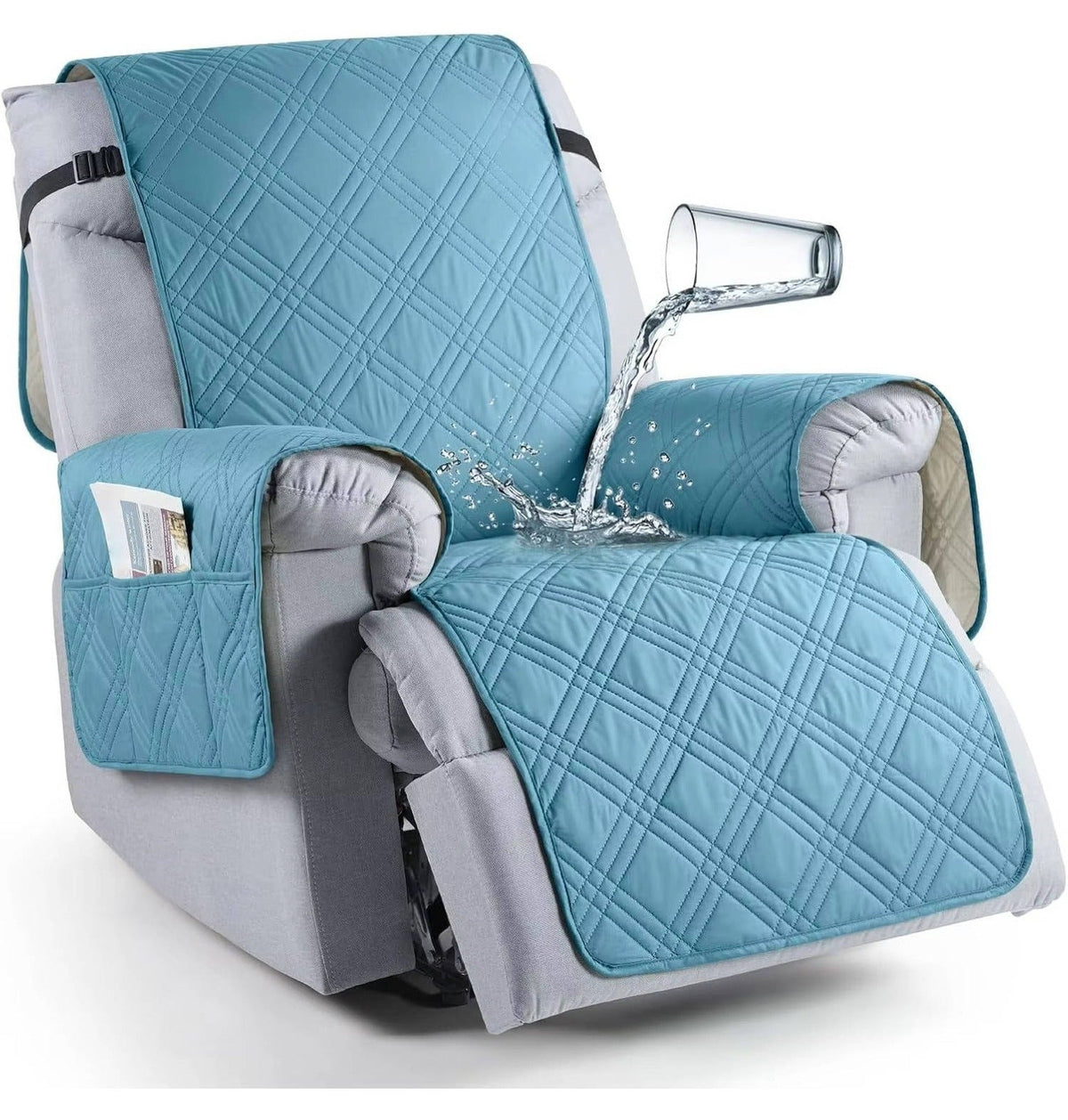 Recliner Chair Cover: Quilted Layers, Side Pockets