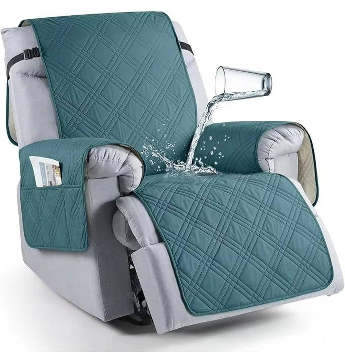 Recliner Chair Cover: Quilted Layers, Side Pockets